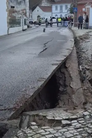 Derrocada numa estrada